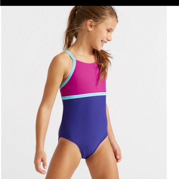 L.L.Bean Girls' Sun-And-Surf Reversible Swimsuit, One-Piece Size 16 - Picture 1 of 6